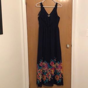 Navy and floral maxi dress